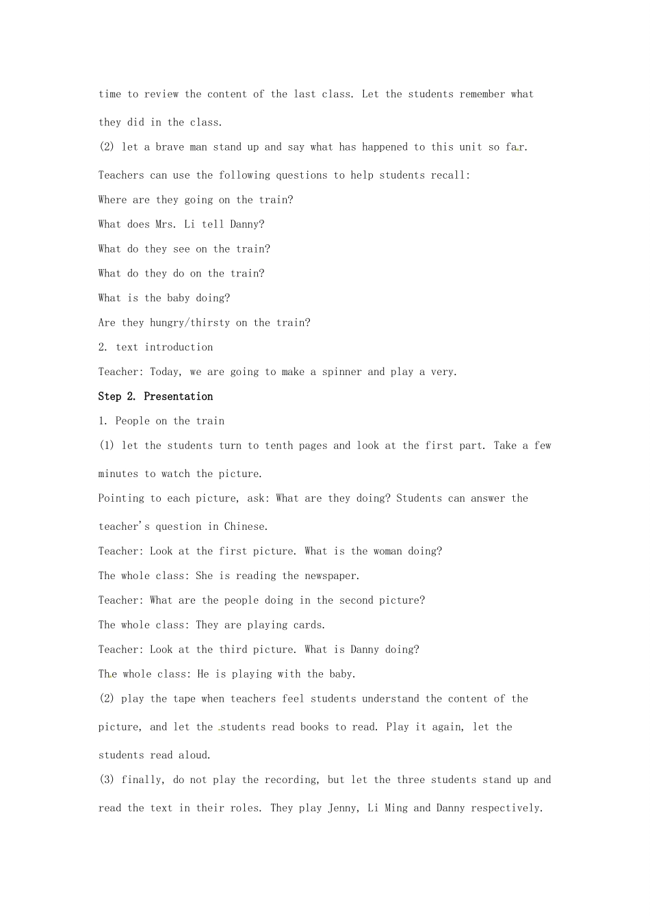 春五年级英语下册 Unit1 Going to Beijing Lesson5 What Are They Doing教案3 冀教版（三起）-冀教版小学五年级下册英语教案_第2页