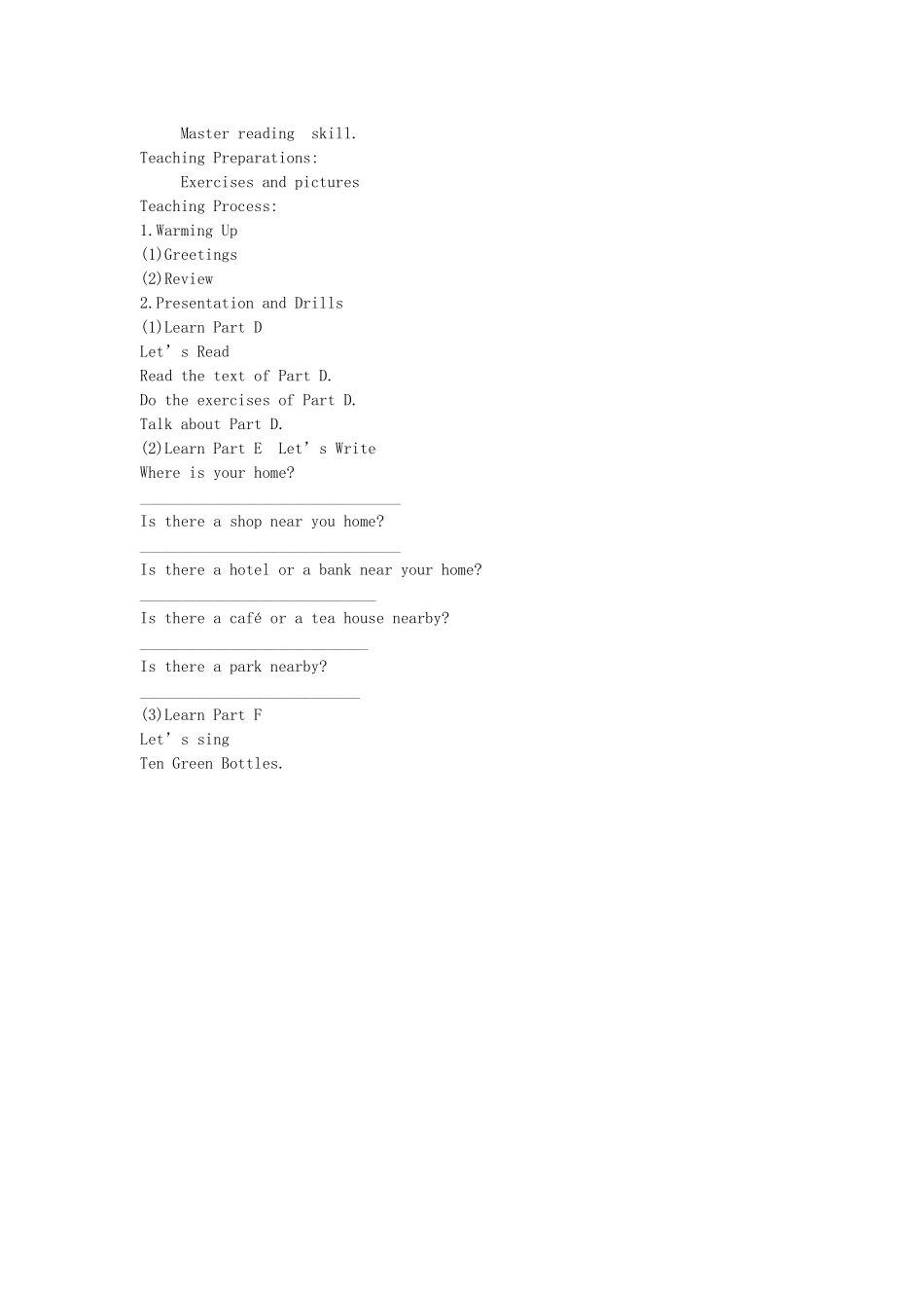 春五年级英语下册 Unit 7 There is a post office near my school教案2 湘少版-湘少版小学五年级下册英语教案_第2页