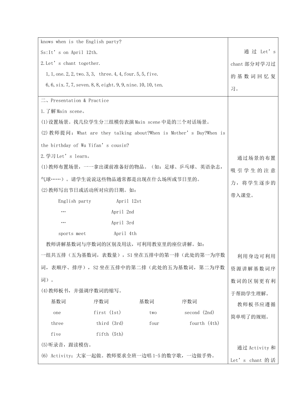 春五年级英语下册 Unit 4 When is the art show教案（一） 人教PEP版-人教PEP小学五年级下册英语教案_第2页