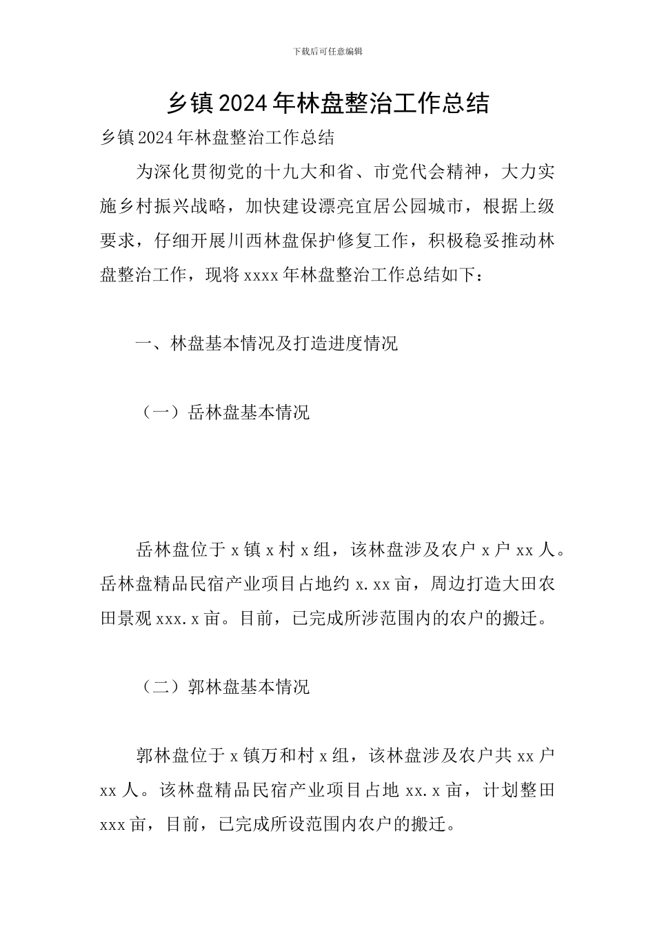 乡镇2024年林盘整治工作总结_第1页