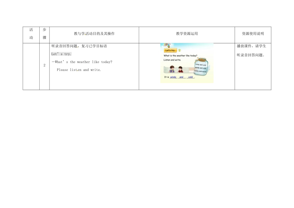 春五年级英语下册 Unit 2 My favourite season A Let's try Let's talk教案 人教PEP版-人教PEP小学五年级下册英语教案_第3页
