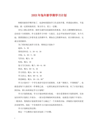 20XX年兔年新学期学习计划 