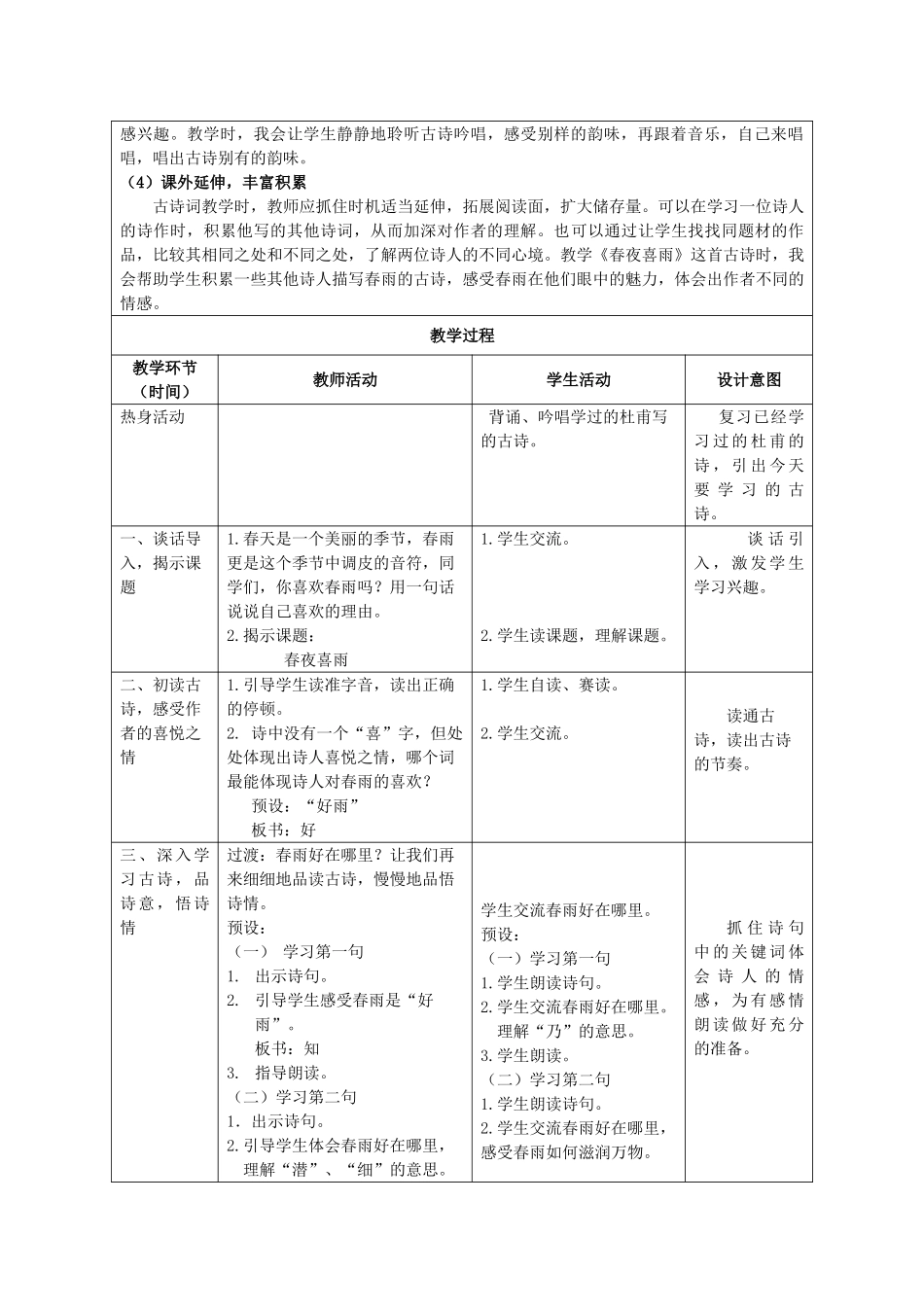 春三年级语文下册《古诗诵读 春夜喜雨》教案 沪教版-沪教版小学三年级下册语文教案_第2页