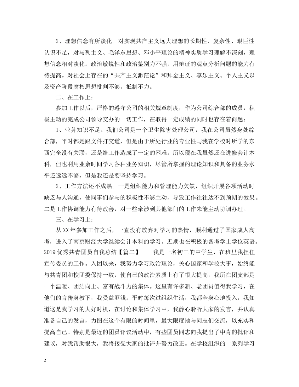 20XX年优秀共青团员自我总结 _第2页