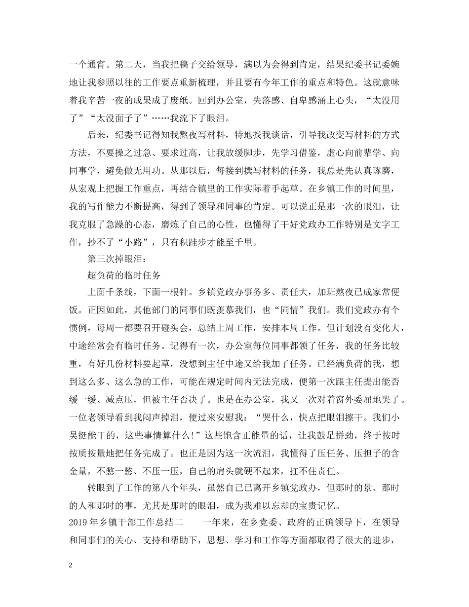 20XX年乡镇干部工作总结 _第2页