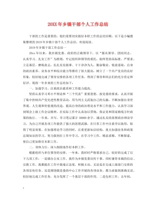 20XX年乡镇干部个人工作总结2 