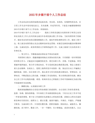 20XX年乡镇干部个人工作总结 