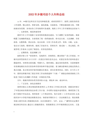 20XX年乡镇司法个人年终总结 