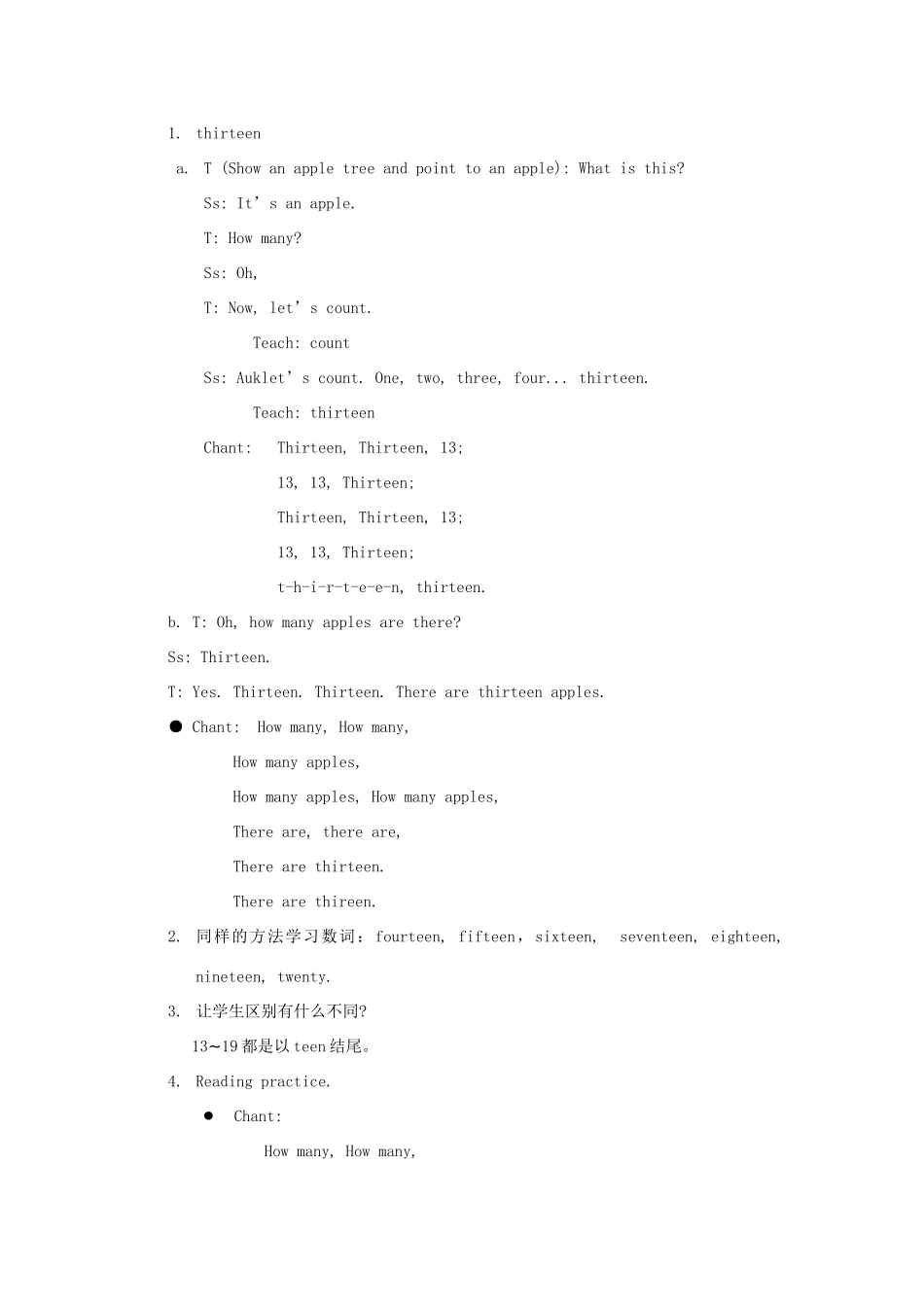 春三年级英语下册 Unit 8《Counting》教案1 广东版开心-广东版小学三年级下册英语教案_第2页