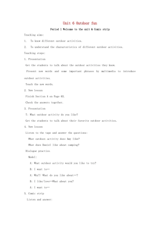 春三年级英语下册 Unit 6《Outdoor Fun》教案2 广东版开心-广东版小学三年级下册英语教案