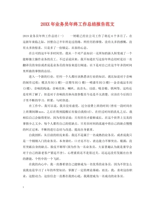 20XX年业务员年终工作总结报告范文 