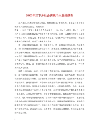 20XX年三下乡社会实践个人总结报告 