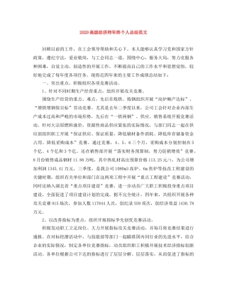 2020高级经济师年终个人总结范文 