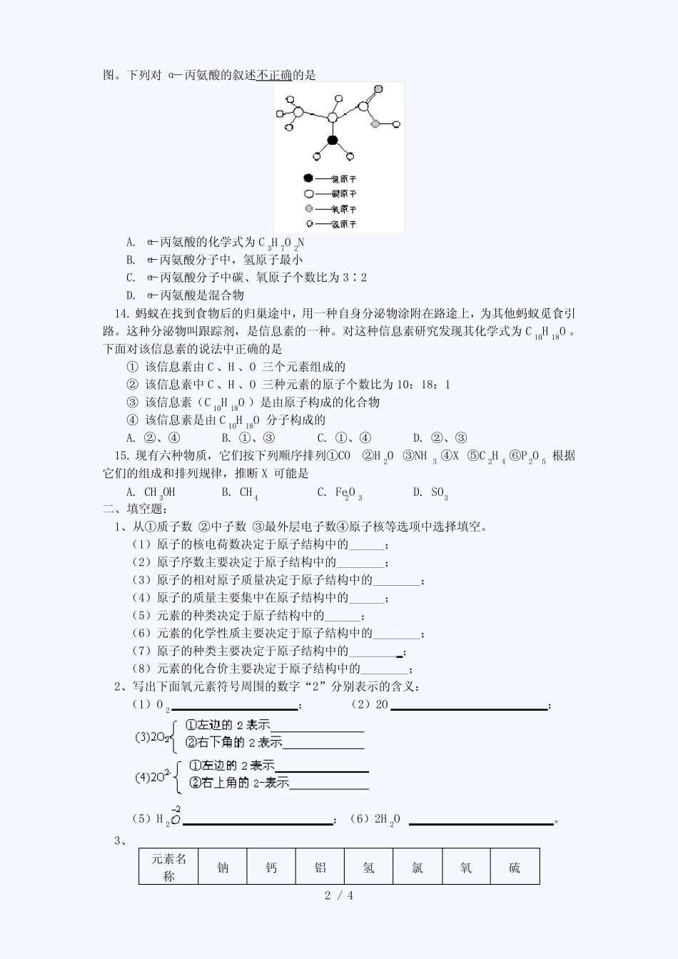 (完整)初三化学化学式与化合价练习题(含标准答案) _第2页