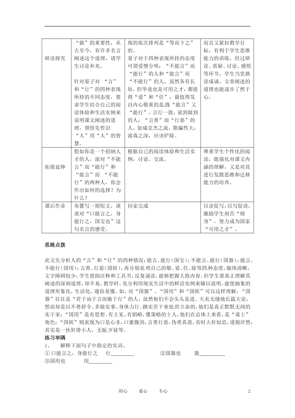 六年级语文下册 第40课《口能言之，身能行之》教案 上海版（五四制）_第2页
