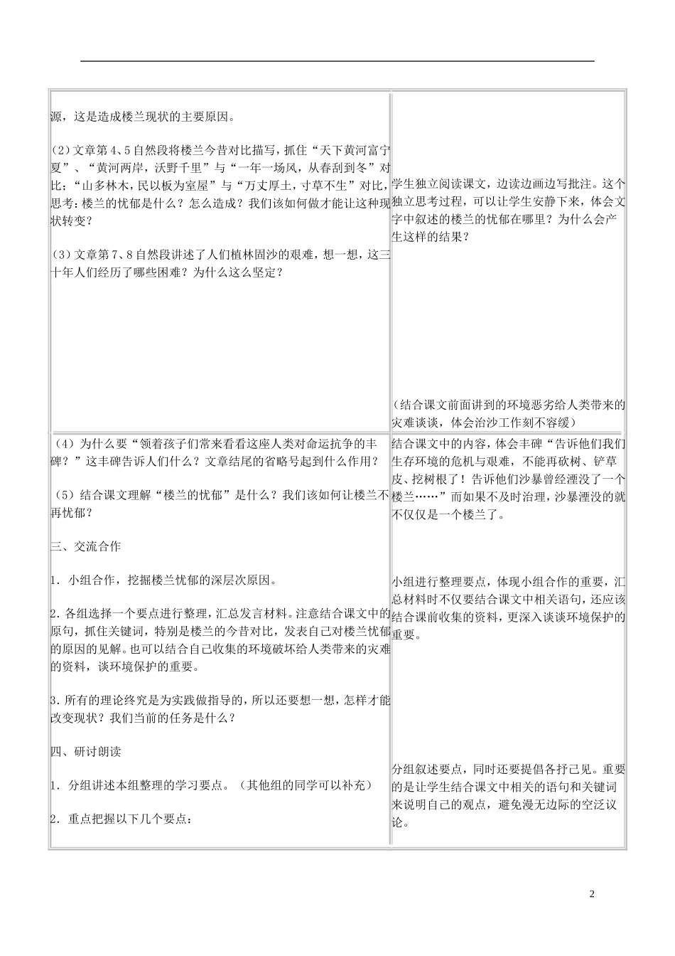 六年级语文下册 楼兰的忧郁 2教案 冀教版_第2页