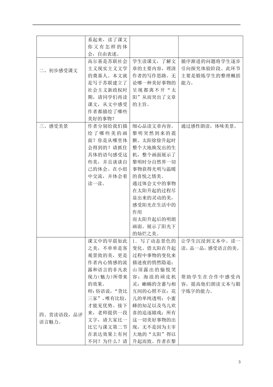 六年级语文下册 早晨 1教案 冀教版_第3页