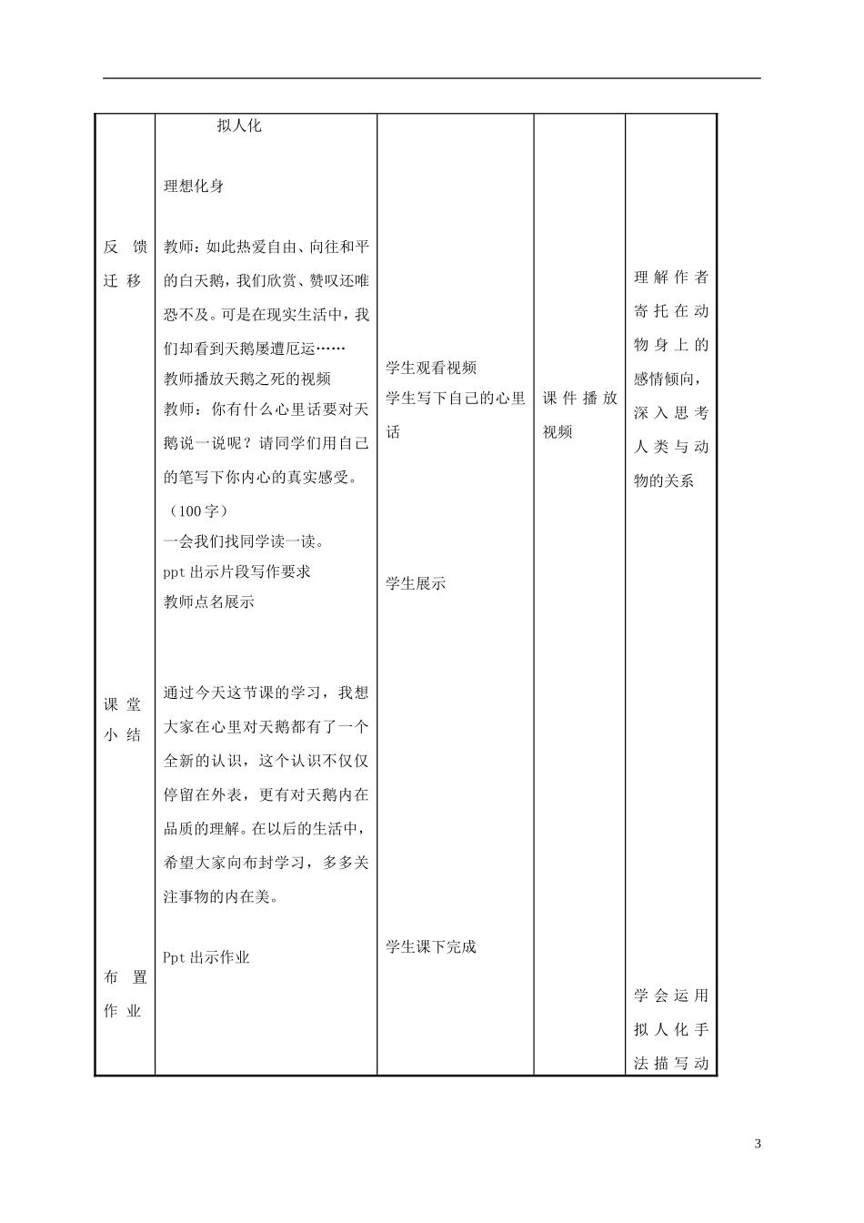 六年级语文下册 天鹅 1教案 长春版_第3页