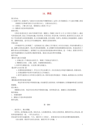六年级语文下册 养花1 第一课时教案 冀教版