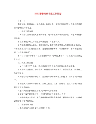 2020静脉治疗小组工作计划 