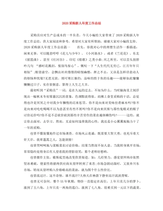 2020采购新人年度工作总结 