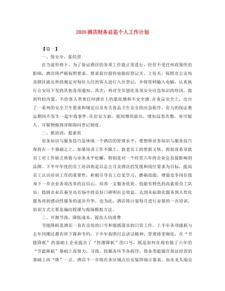 2020酒店财务总监个人工作计划 