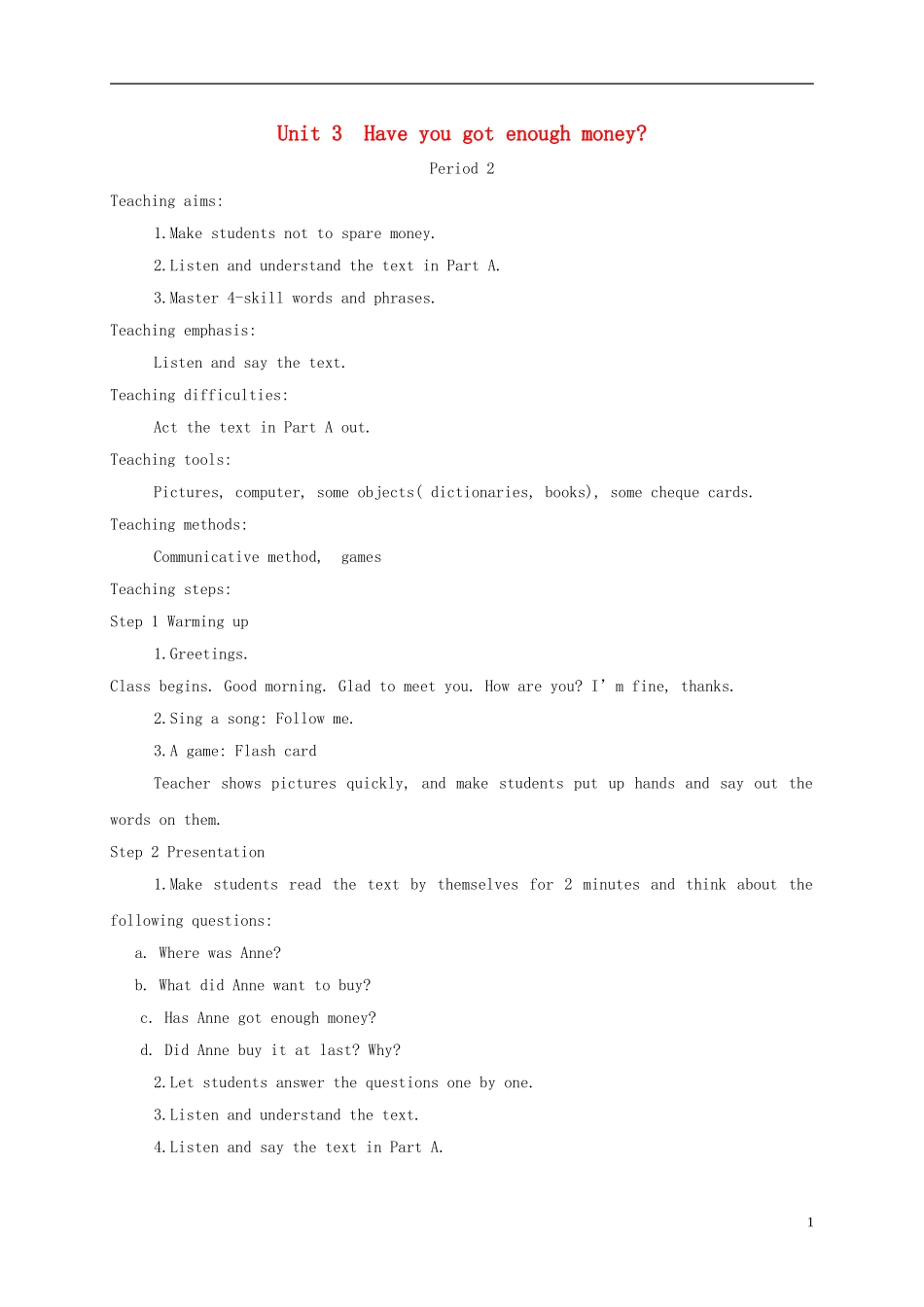 六年级英语下册 unit3 period2教案 湘少版_第1页