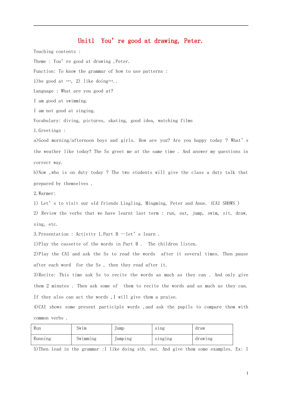 六年级英语下册 unit1教案 湘少版_第1页