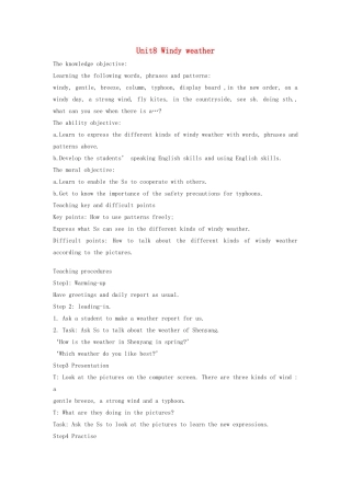 六年级英语下册 Unit 8《Windy weather》教案 牛津上海版（一起）-牛津上海版小学六年级下册英语教案