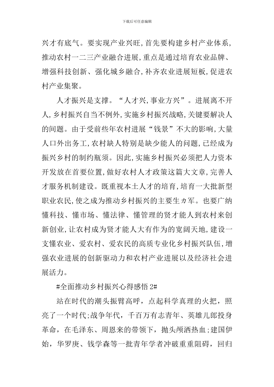 2024年全面推进乡村振兴个人感悟_第2页