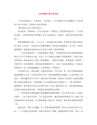 2020财政干部工作总结 