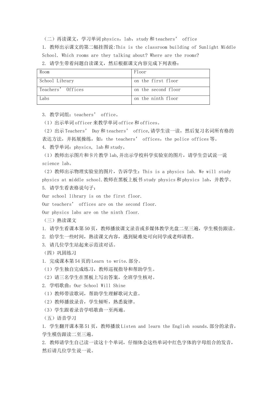 六年级英语下册 Unit 7 A Visit to a Middle School Part A教学设计 闽教版（三起）-闽教版小学六年级下册英语教案_第3页