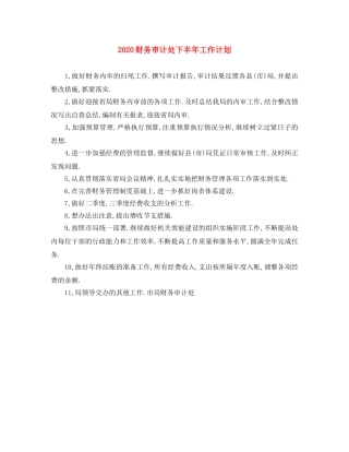 2020财务审计处下半年工作计划 