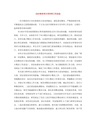 2020财务审计员年终工作总结 