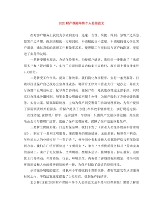 2020财产保险年终个人总结范文 