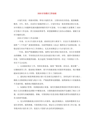 2020计生统计工作总结 