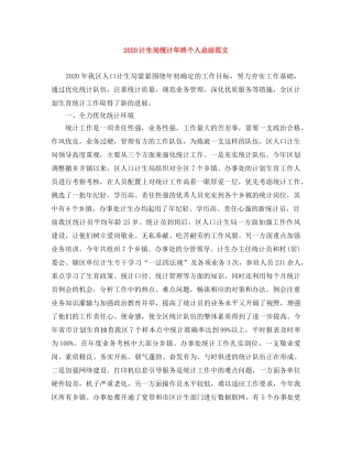 2020计生局统计年终个人总结范文 