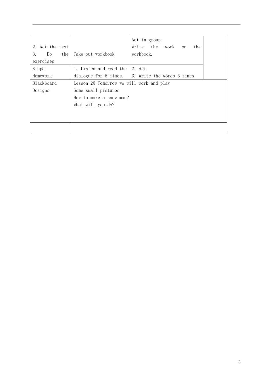 六年级英语下册 Unit 3 Lesson 20(4)教案 冀教版_第3页