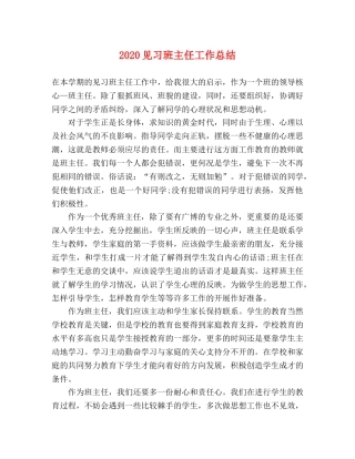 2020见习班主任工作总结 