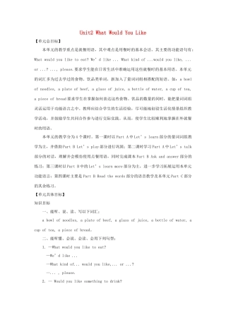 六年级英语下册 Unit 2 What Would You Like教案2 陕旅版-陕旅版小学六年级下册英语教案