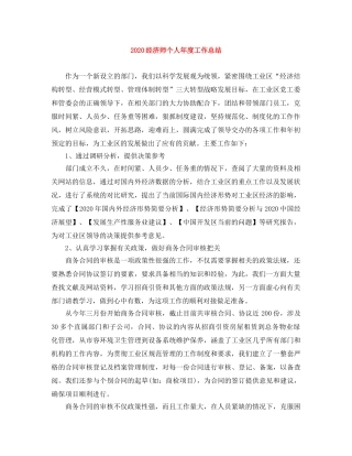 2020经济师个人年度工作总结 
