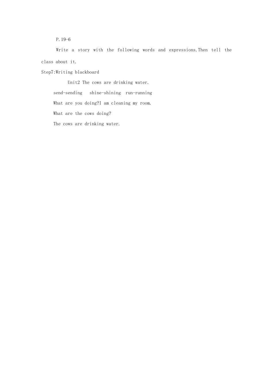 六年级英语下册 Module 3 Unit 2《The cows are drinking water》教案 外研版（三起）-外研版小学六年级下册英语教案_第3页