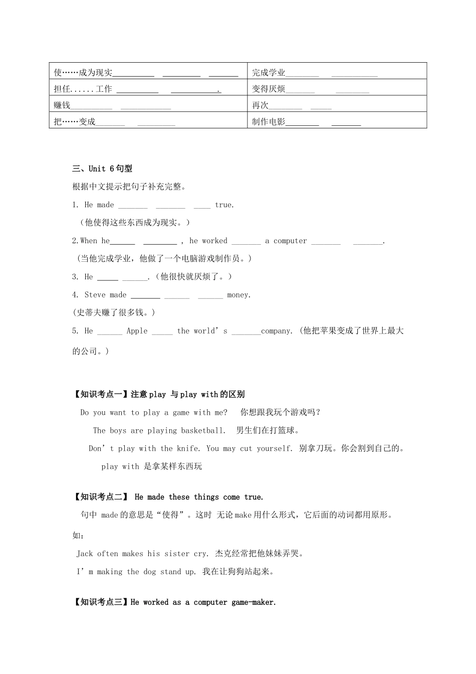 六年级英语下册 Module 3 Famous people Unit 6《Steve Jobs》教案2 教科版（广州，三起）-教科版小学六年级下册英语教案_第2页