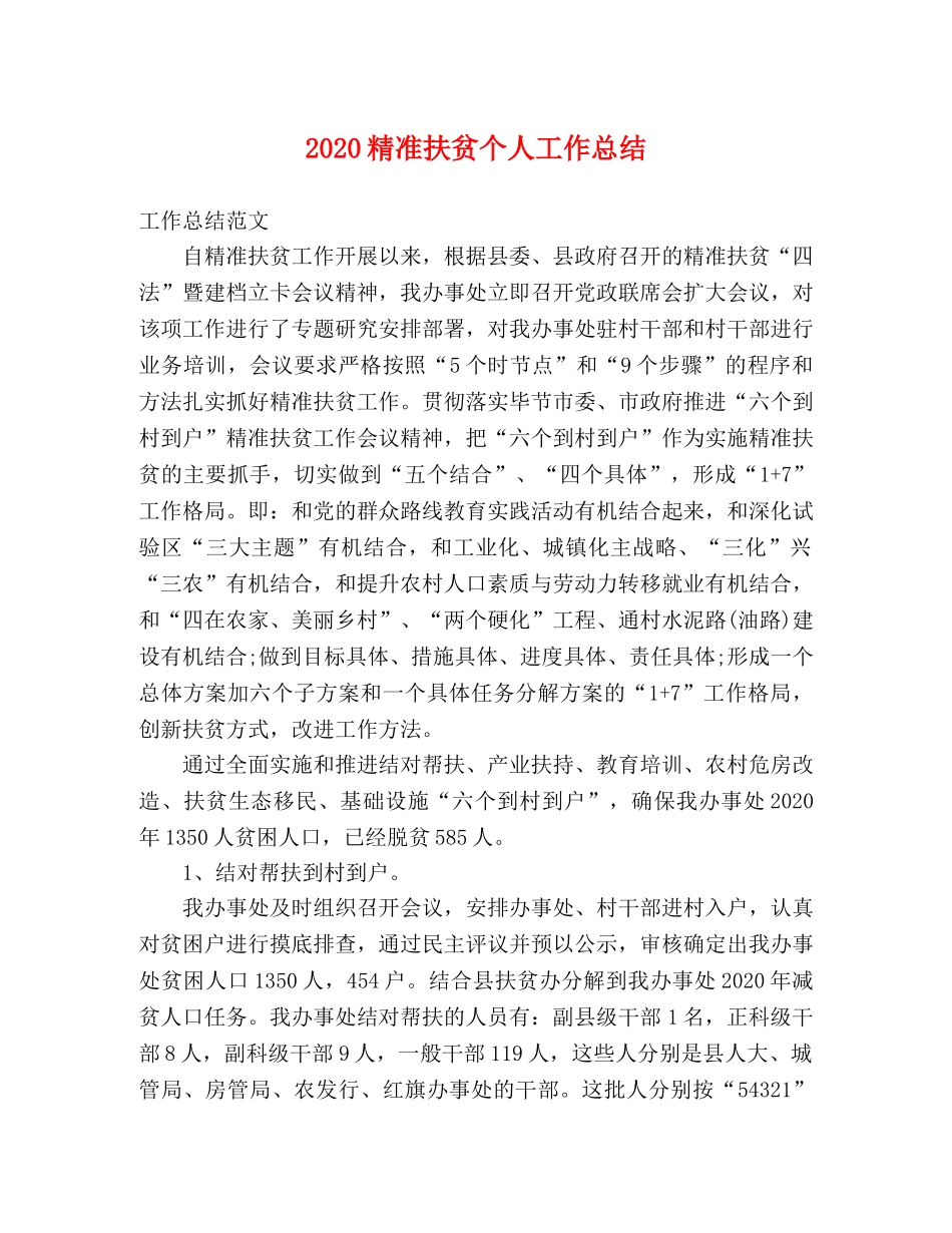2020精准扶贫个人工作总结 _第1页