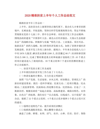 2020精准扶贫上半年个人工作总结范文 