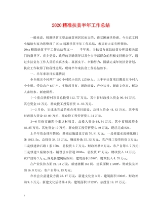2020精准扶贫半年工作总结 