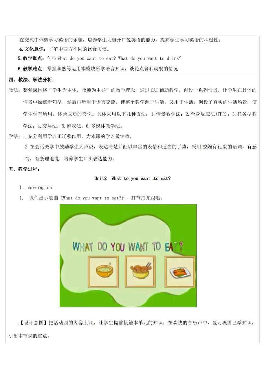 六年级英语下册 Module 1 Unit 2《What do you want to eat》教案 外研版（三起）-外研版小学六年级下册英语教案_第2页