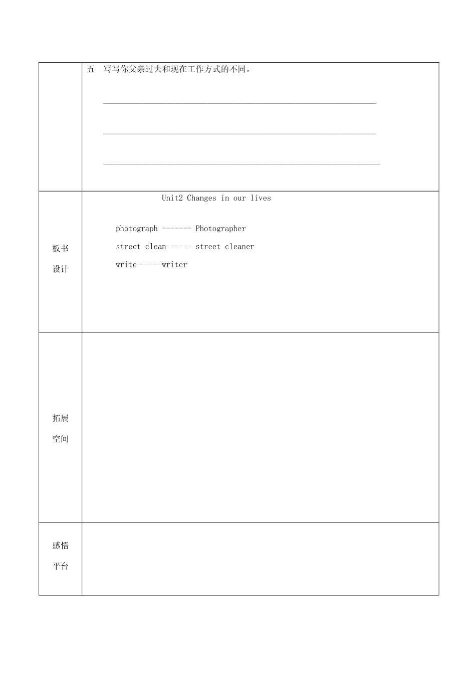 六年级英语下册 Module 1 Changes and differences Unit 2《Changes in our lives》教案 牛津上海版（三起）-牛津上海版小学六年级下册英语教案_第3页