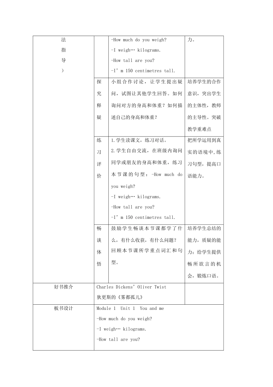 六年级英语下册 Module 1 Changes and differences Unit 1《You and me》教案1 牛津上海版（三起）-牛津上海版小学六年级下册英语教案_第3页