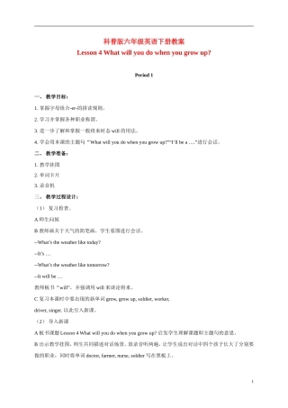 六年级英语下册  lesson4（2）教案 科普版